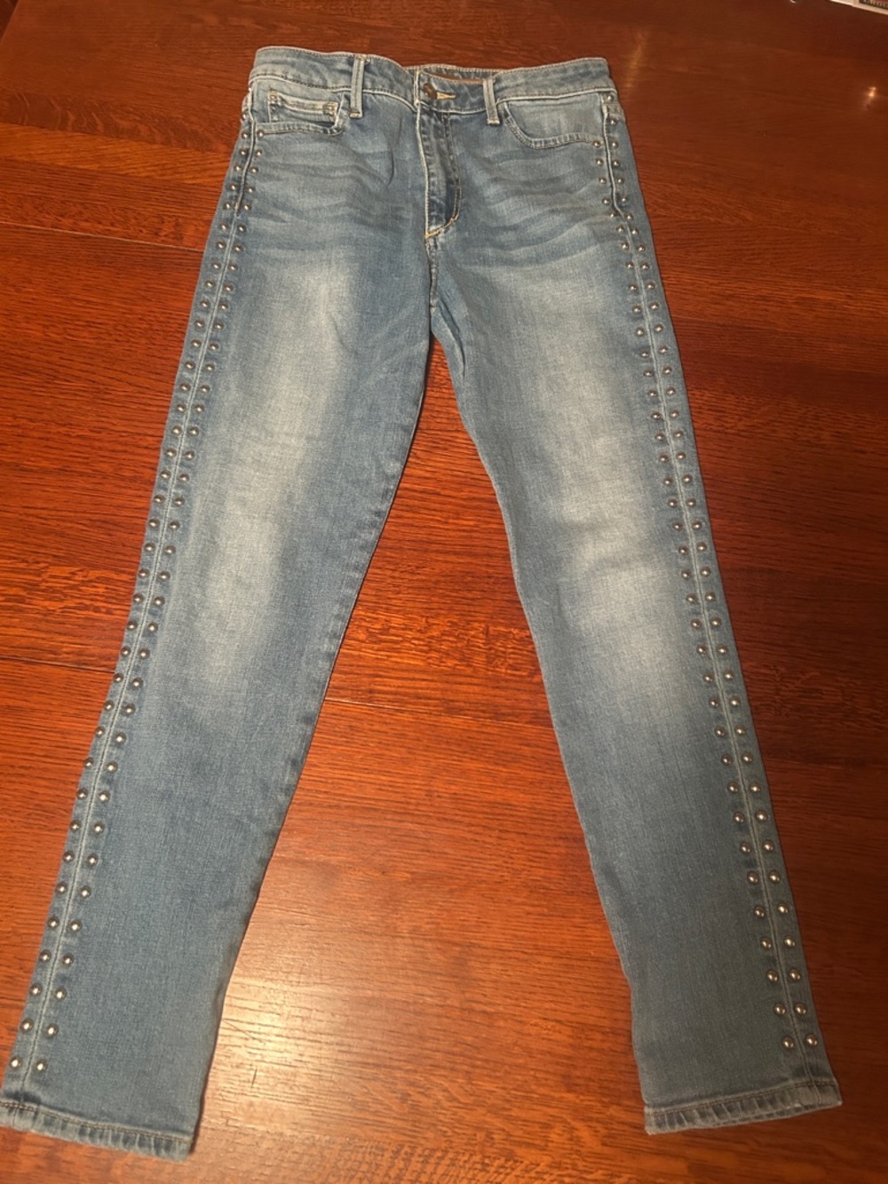 Joe's Jeans Light Blue Stud-Trim Skinny Jeans